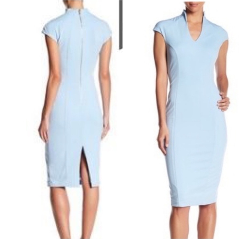 Alexia Admor Katrina Cap-Sleeve Sheath Pointe Dress Halogen Blue Women’s Size L